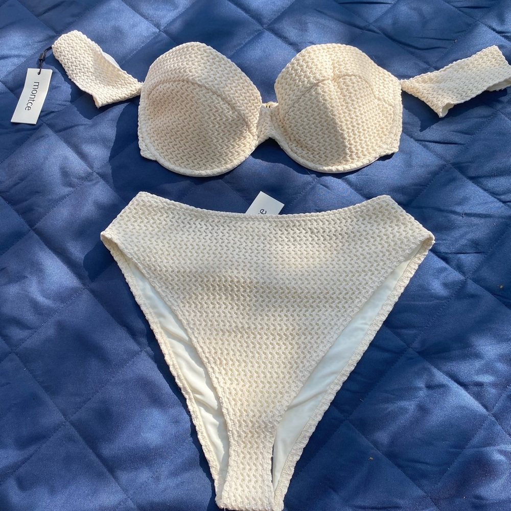 Montce Cream Textured Balconette Bikini Set